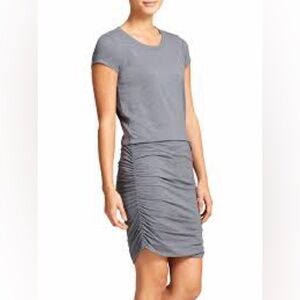 Athleta Heather Gray Topanga Tee Dress Ruched Body Con Skirt